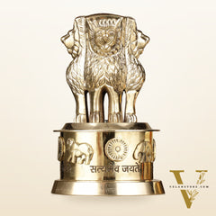 Brass Ashoka Lion Stambh Momento 7"