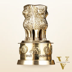 Brass Ashoka Lion Stambh Momento 7"