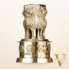 Brass Ashoka Lion Stambh Momento 7"