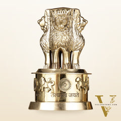 Brass Ashoka Lion Stambh Momento 7"