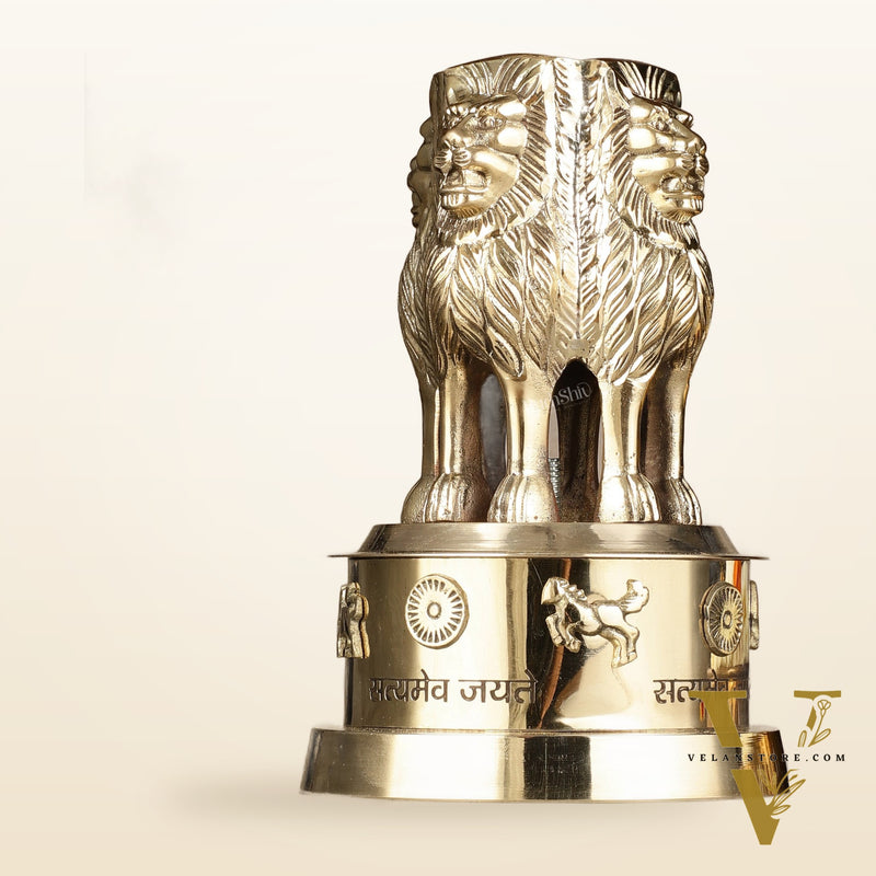 Brass Ashoka Lion Stambh Momento 8"