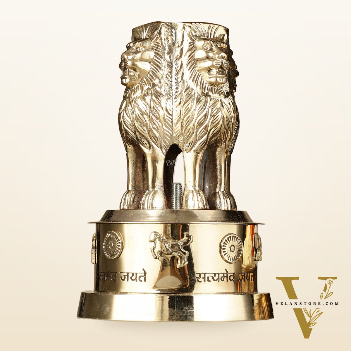 Brass Ashoka Lion Stambh Momento 8"