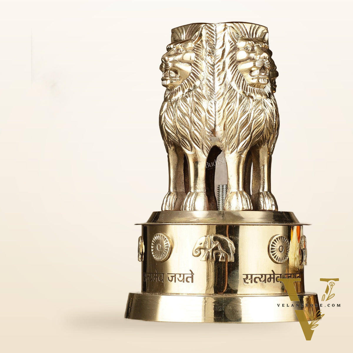 Brass Ashoka Lion Stambh Momento 8"