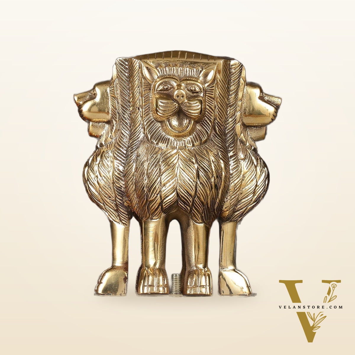 Brass Ashoka Lion Stambh Satyamev Jayate Momento Statue: 9.5"