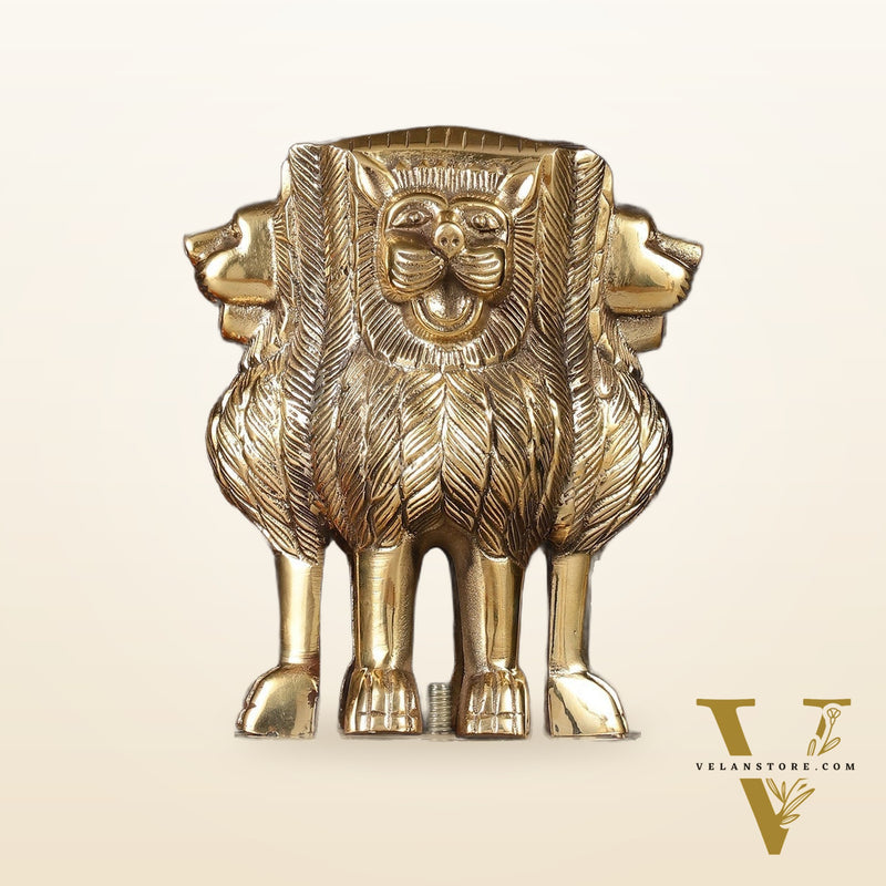 Brass Ashoka Lion Stambh Satyamev Jayate Momento Statue: 9.5"