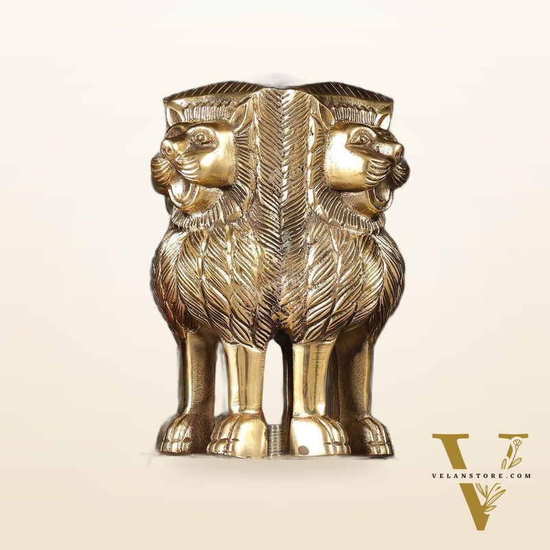 Brass Ashoka Lion Stambh Satyamev Jayate Momento Statue: 9.5"
