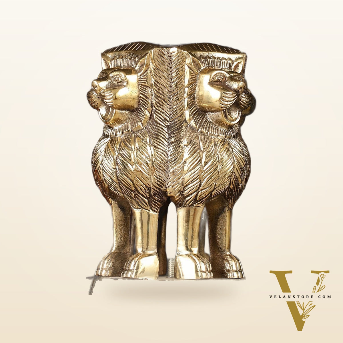 Brass Ashoka Lion Stambh Satyamev Jayate Momento Statue: 9.5"