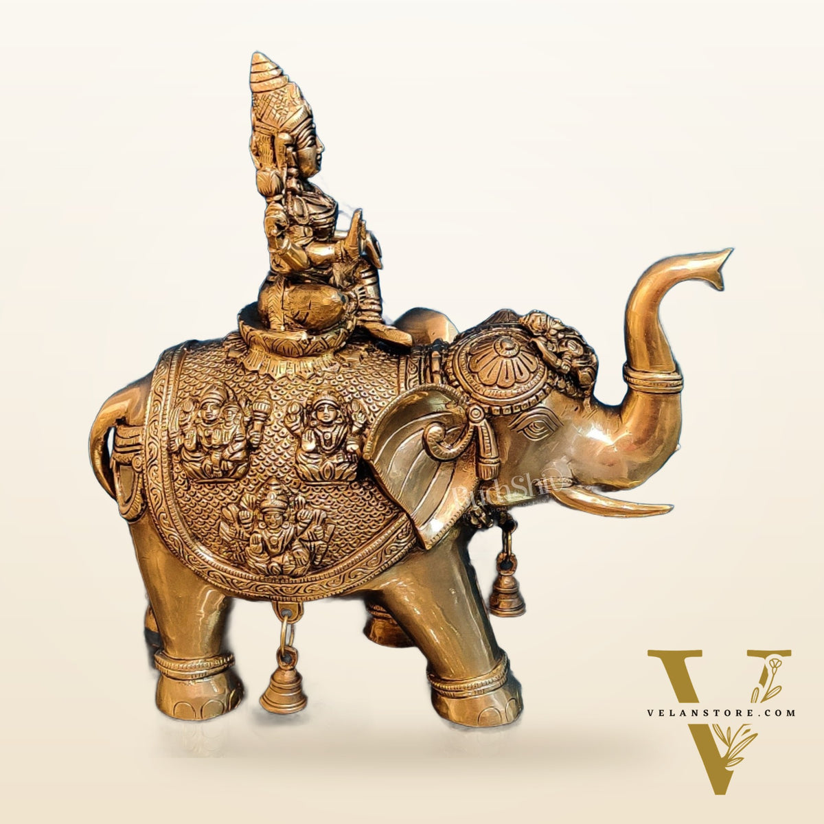Brass Ashtalakshmi on Large Elephant - 15" | BudhShiv