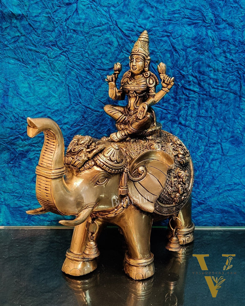 Brass Ashtalakshmi on Large Elephant - 15" | BudhShiv