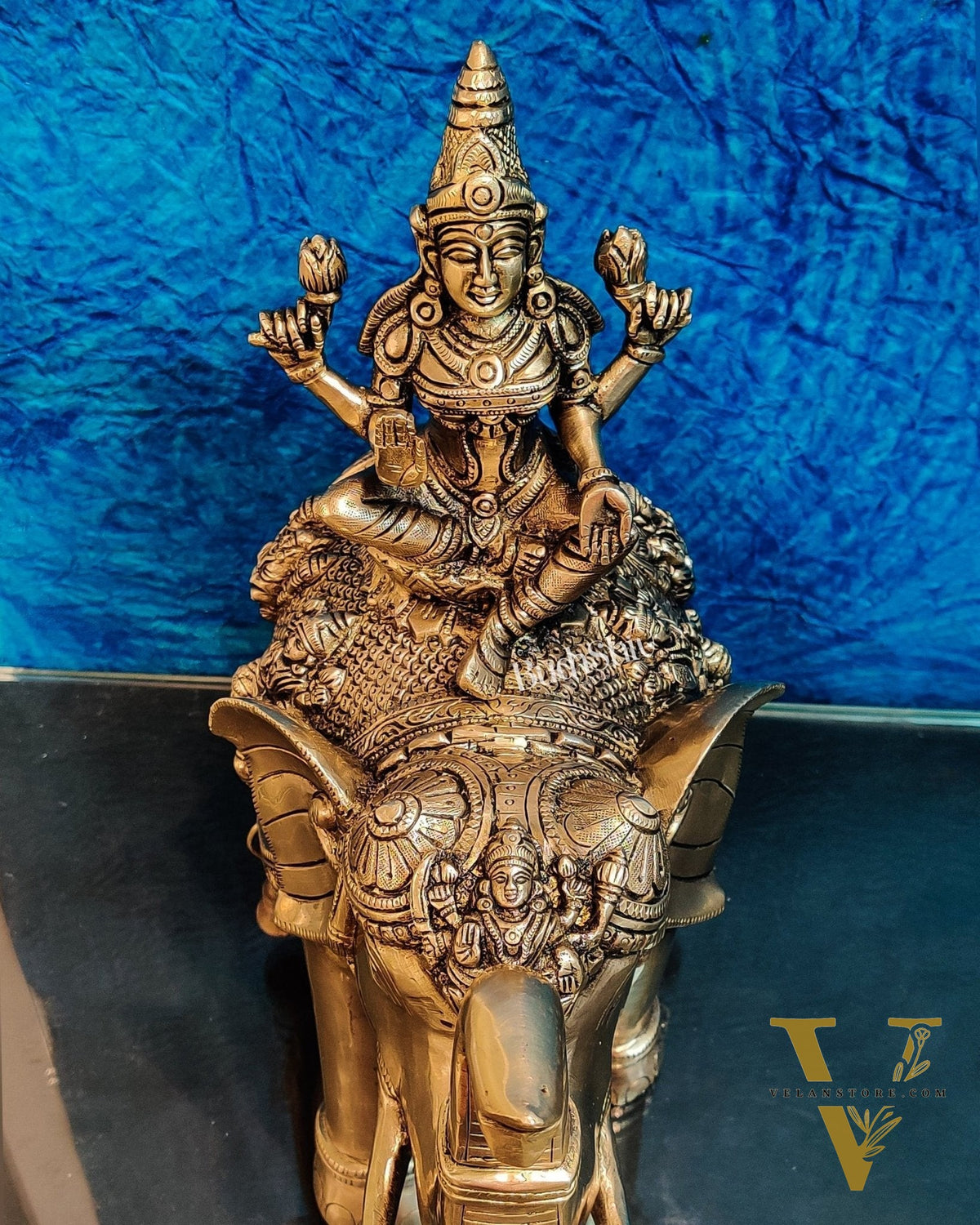 Brass Ashtalakshmi on Large Elephant - 15" | BudhShiv