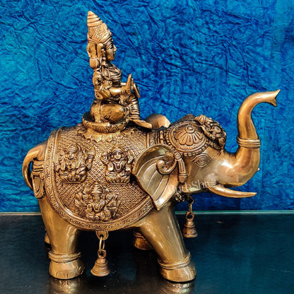 Brass Ashtalakshmi on Large Elephant - 15" | BudhShiv