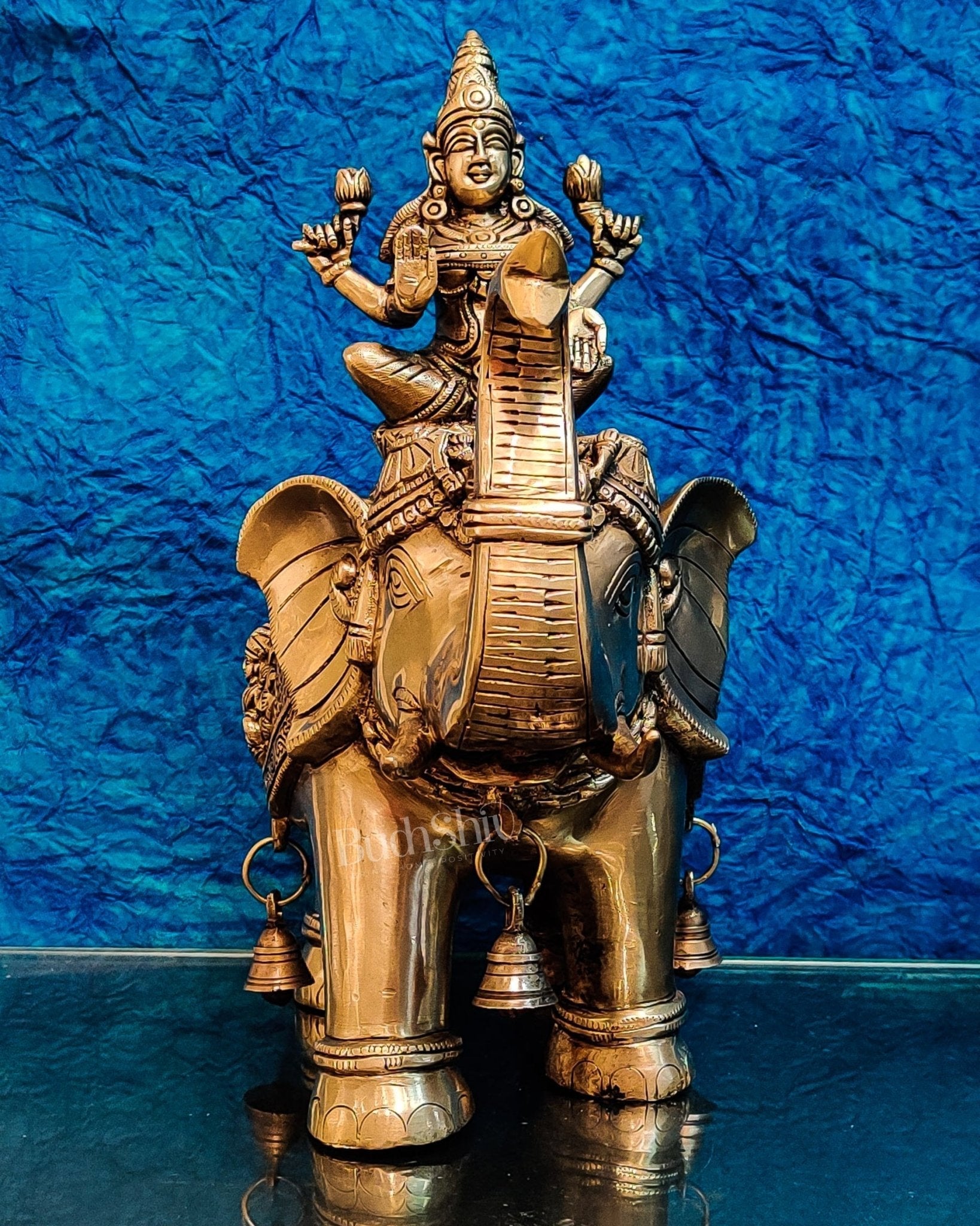 Brass Ashtalakshmi on Large Elephant - 15" | BudhShiv