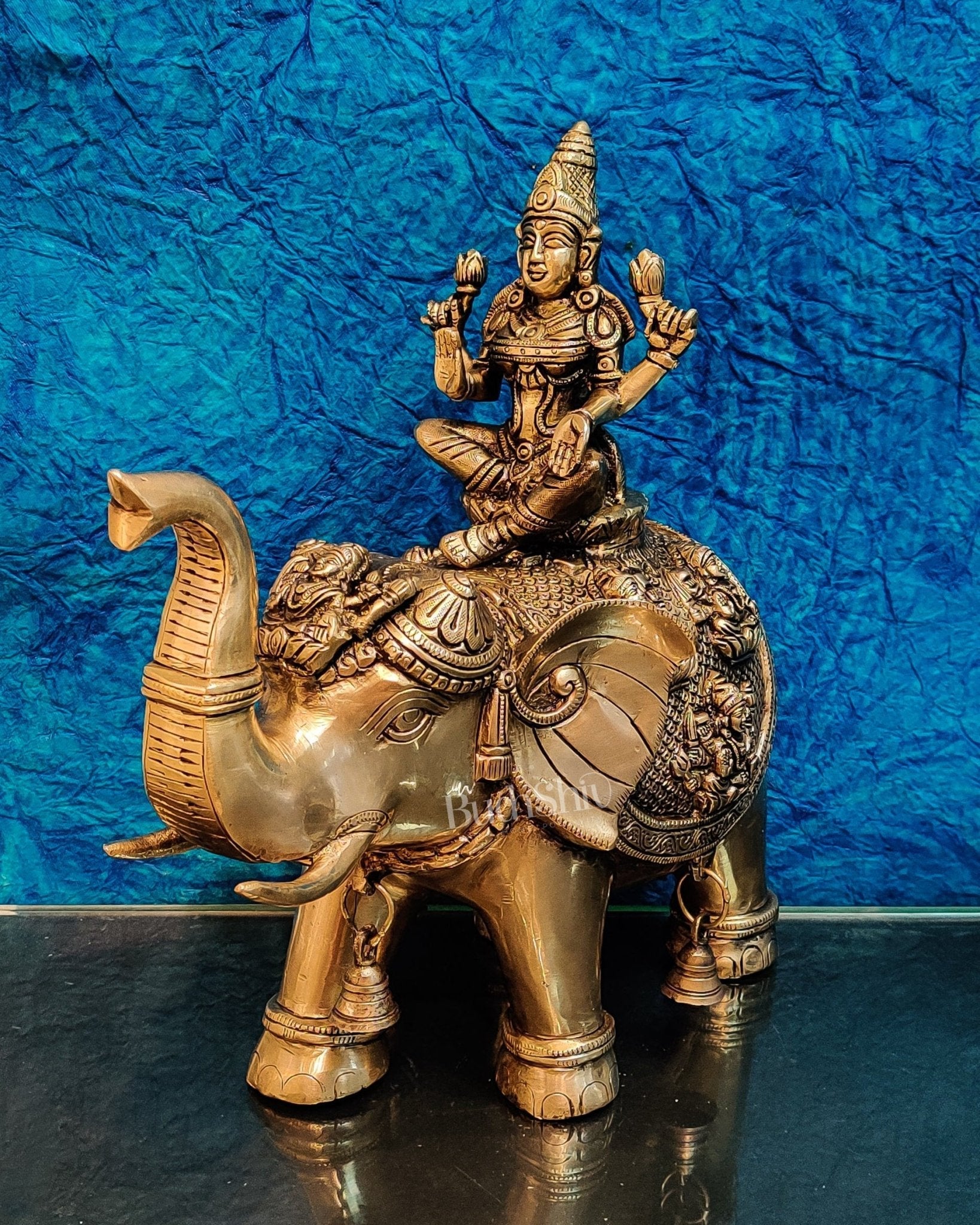 Brass Ashtalakshmi on Large Elephant - 15" | BudhShiv