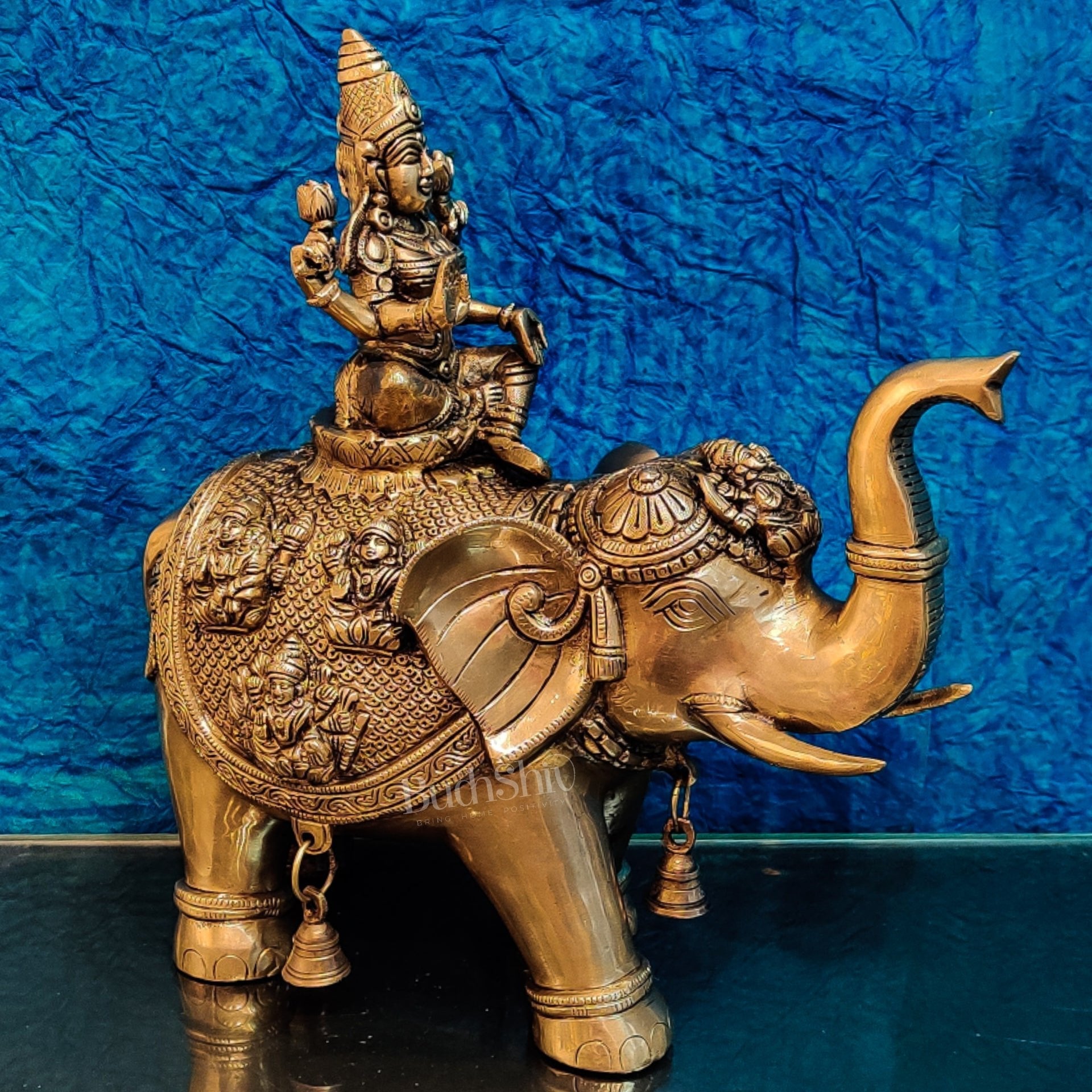 Brass Ashtalakshmi on Large Elephant - 15" | BudhShiv