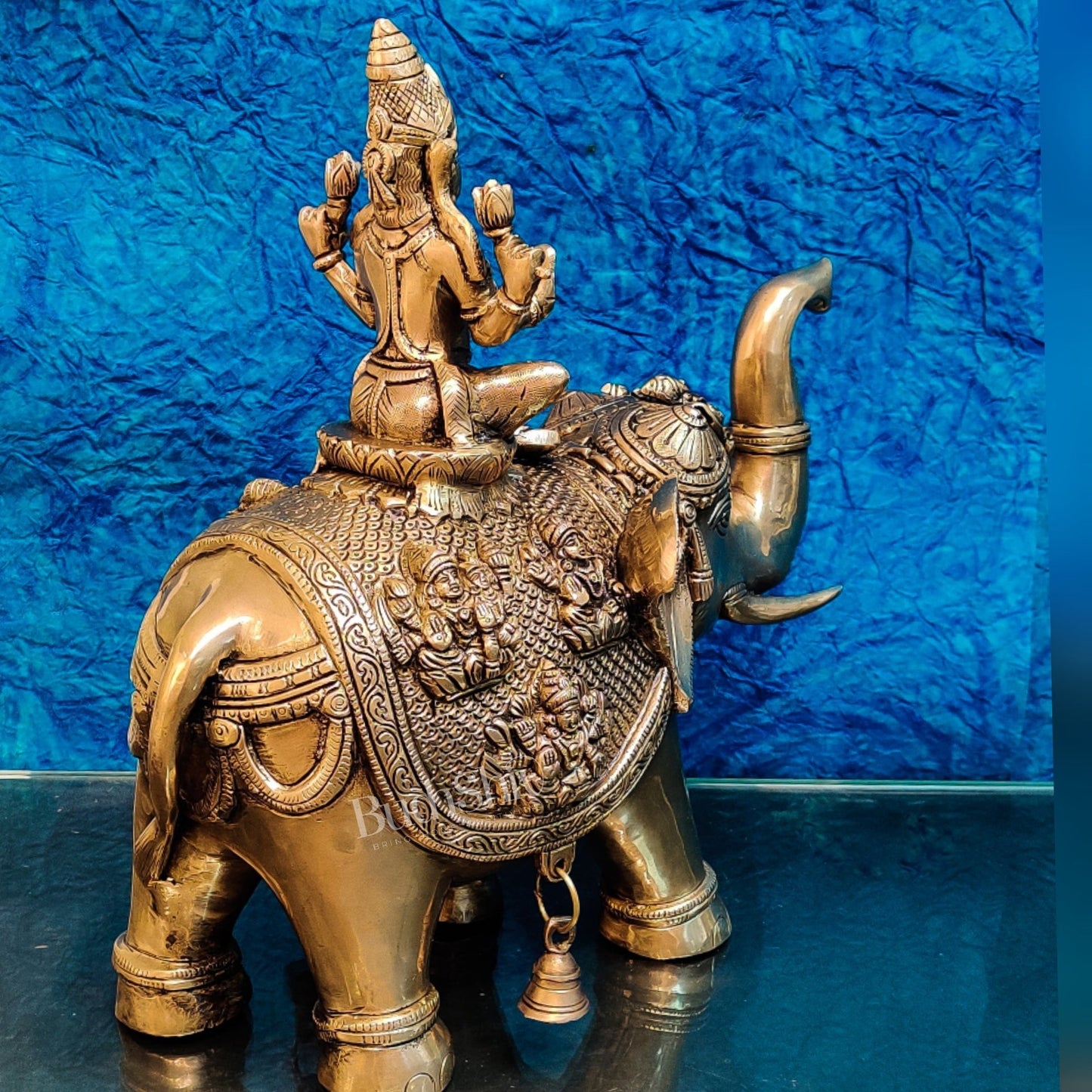 Brass Ashtalakshmi on Large Elephant - 15" | BudhShiv