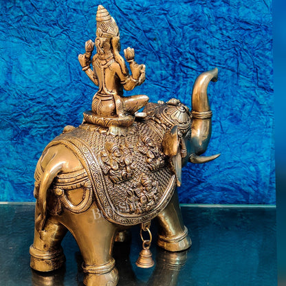 Brass Ashtalakshmi on Large Elephant - 15" | BudhShiv