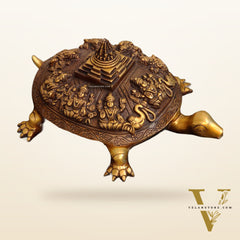 Brass Ashtalakshmi Shree Yantra on Tortoise