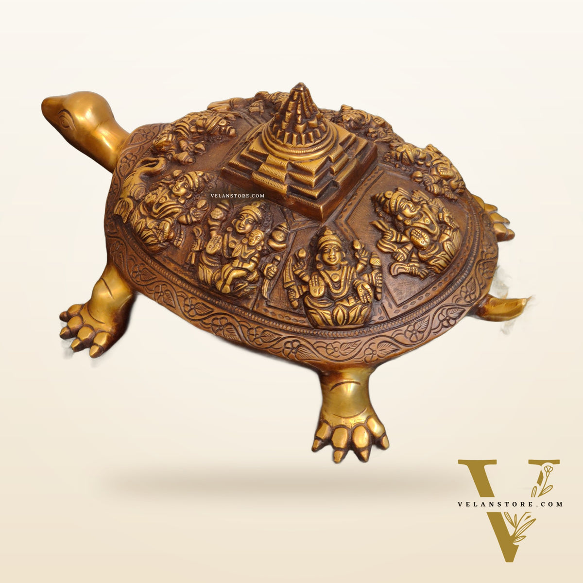 Brass Ashtalakshmi Shree Yantra on Tortoise