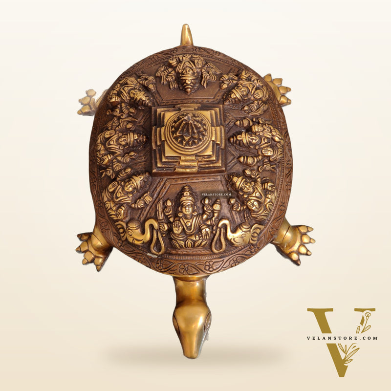 Brass Ashtalakshmi Shree Yantra on Tortoise