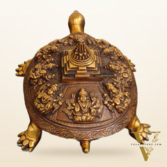 Brass Ashtalakshmi Shree Yantra on Tortoise