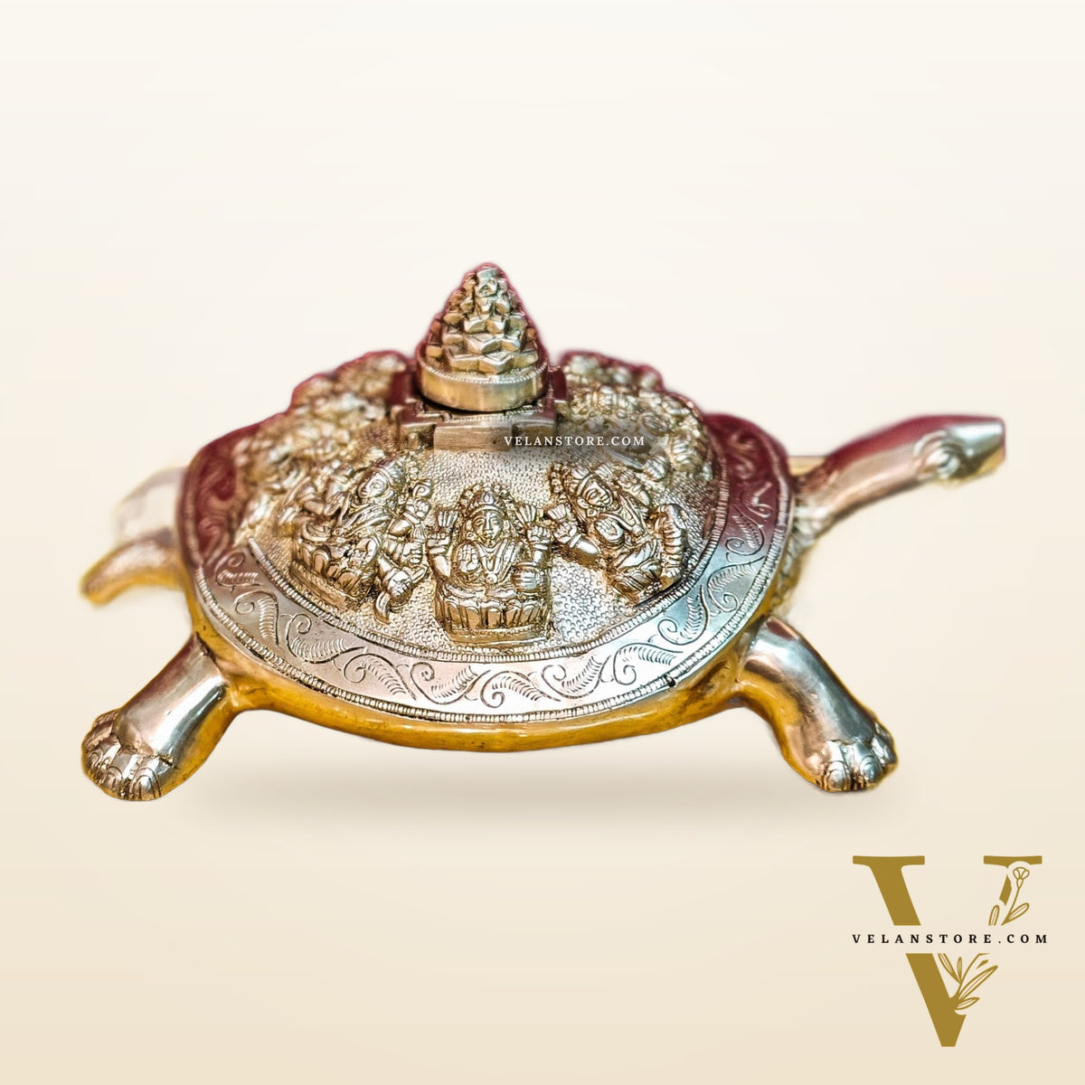 Brass Ashtalakshmi Shree Yantra on Tortoise