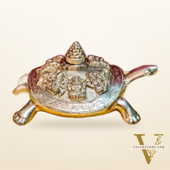 Brass Ashtalakshmi Shree Yantra on Tortoise
