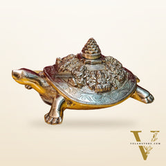Brass Ashtalakshmi Shree Yantra on Tortoise