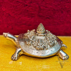 Brass Ashtalakshmi Shree Yantra on Tortoise