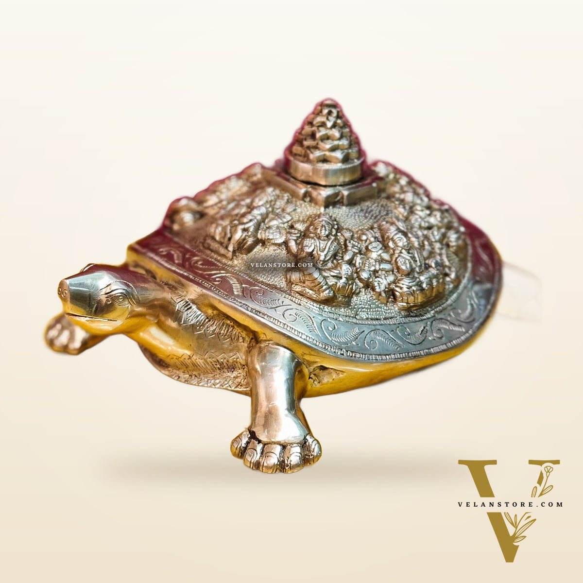 Brass Ashtalakshmi Shree Yantra on Tortoise