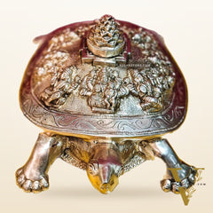 Brass Ashtalakshmi Shree Yantra on Tortoise