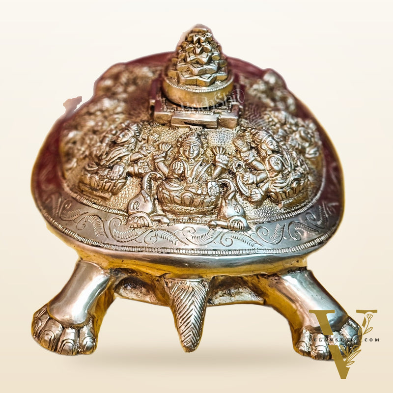 Brass Ashtalakshmi Shree Yantra on Tortoise