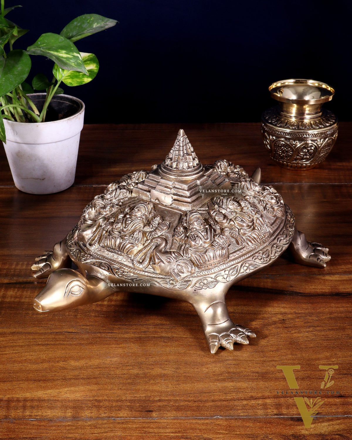 Brass Ashtalakshmi Shree Yantra on Tortoise matte finish
