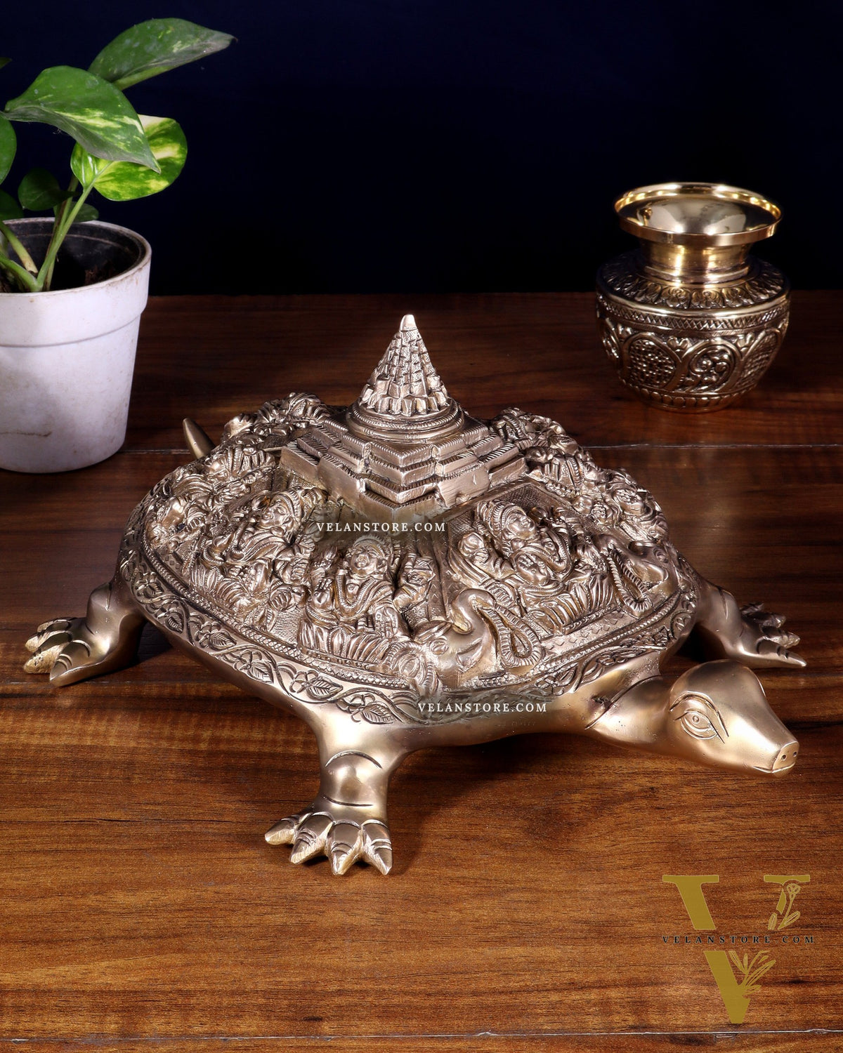 Brass Ashtalakshmi Shree Yantra on Tortoise matte finish