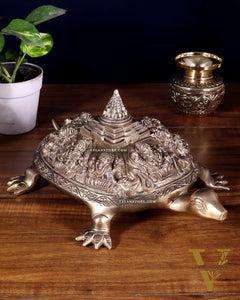 Brass Ashtalakshmi Shree Yantra on Tortoise matte finish
