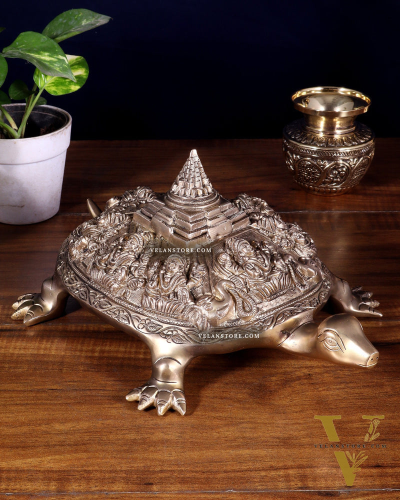 Brass Ashtalakshmi Shree Yantra on Tortoise matte finish