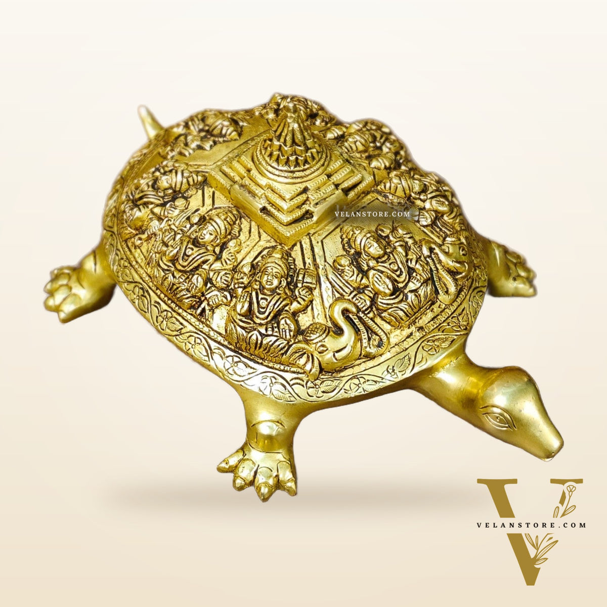Brass Ashtalakshmi Shree Yantra on Tortoise