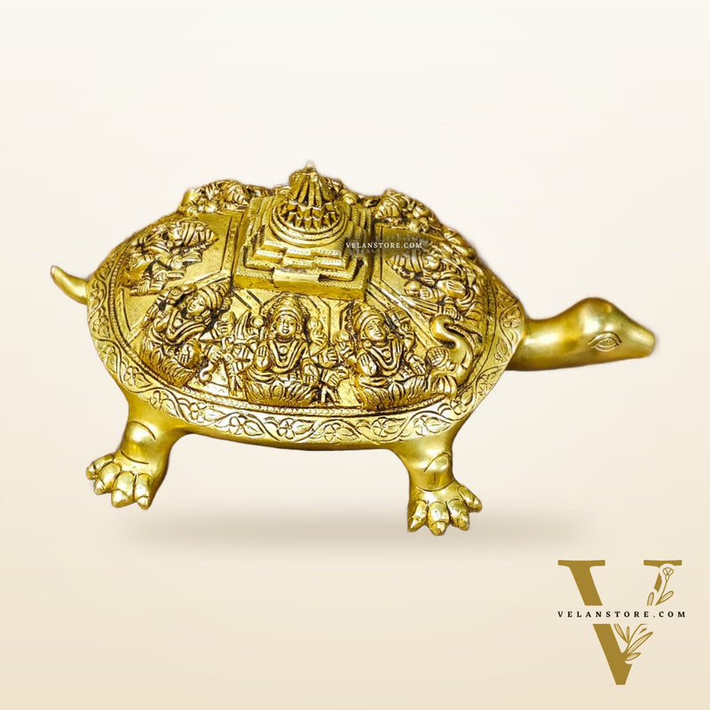 Brass Ashtalakshmi Shree Yantra on Tortoise