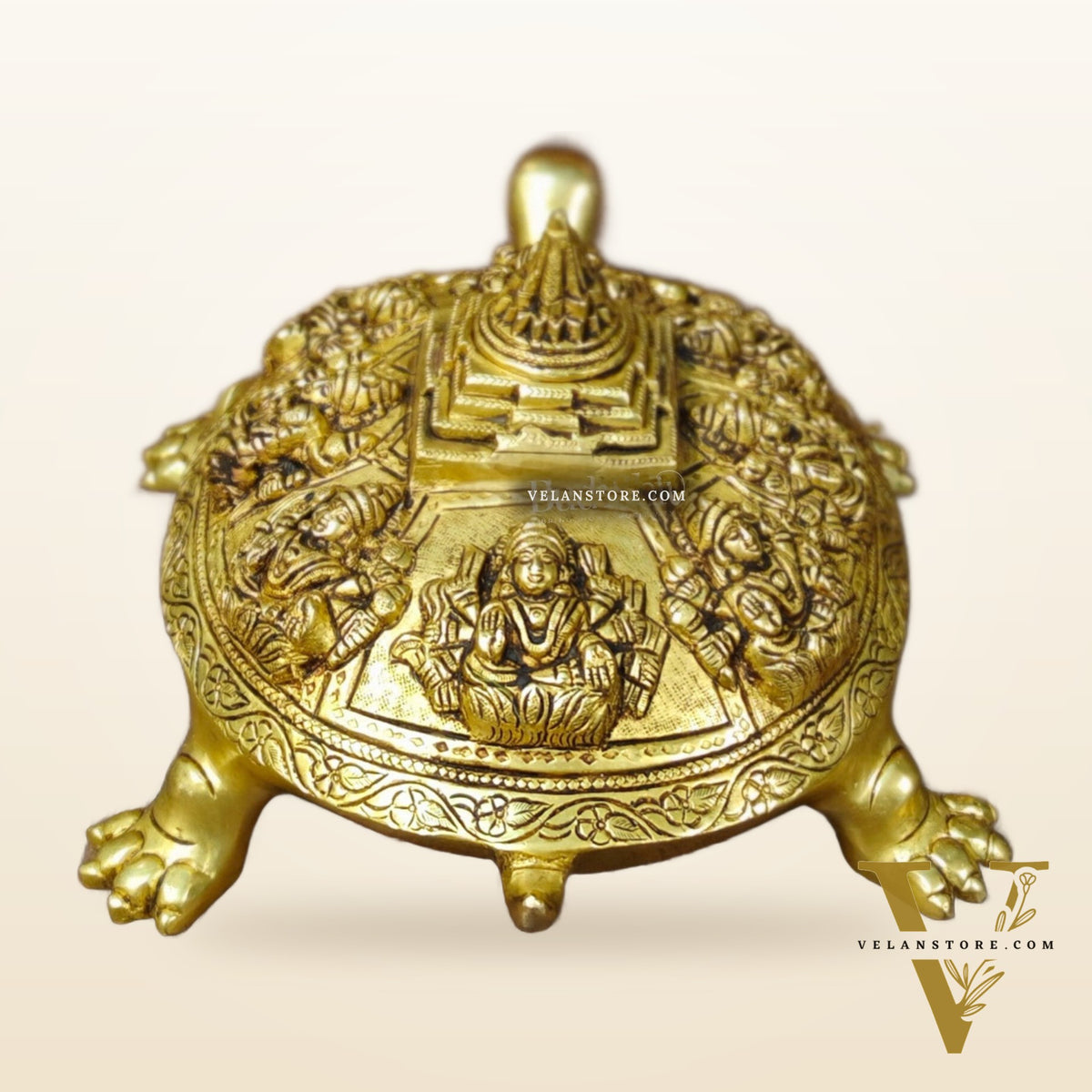 Brass Ashtalakshmi Shree Yantra on Tortoise