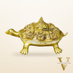 Brass Ashtalakshmi Shree Yantra on Tortoise