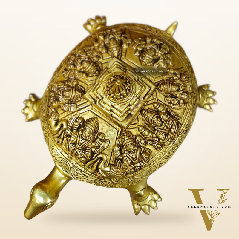 Brass Ashtalakshmi Shree Yantra on Tortoise