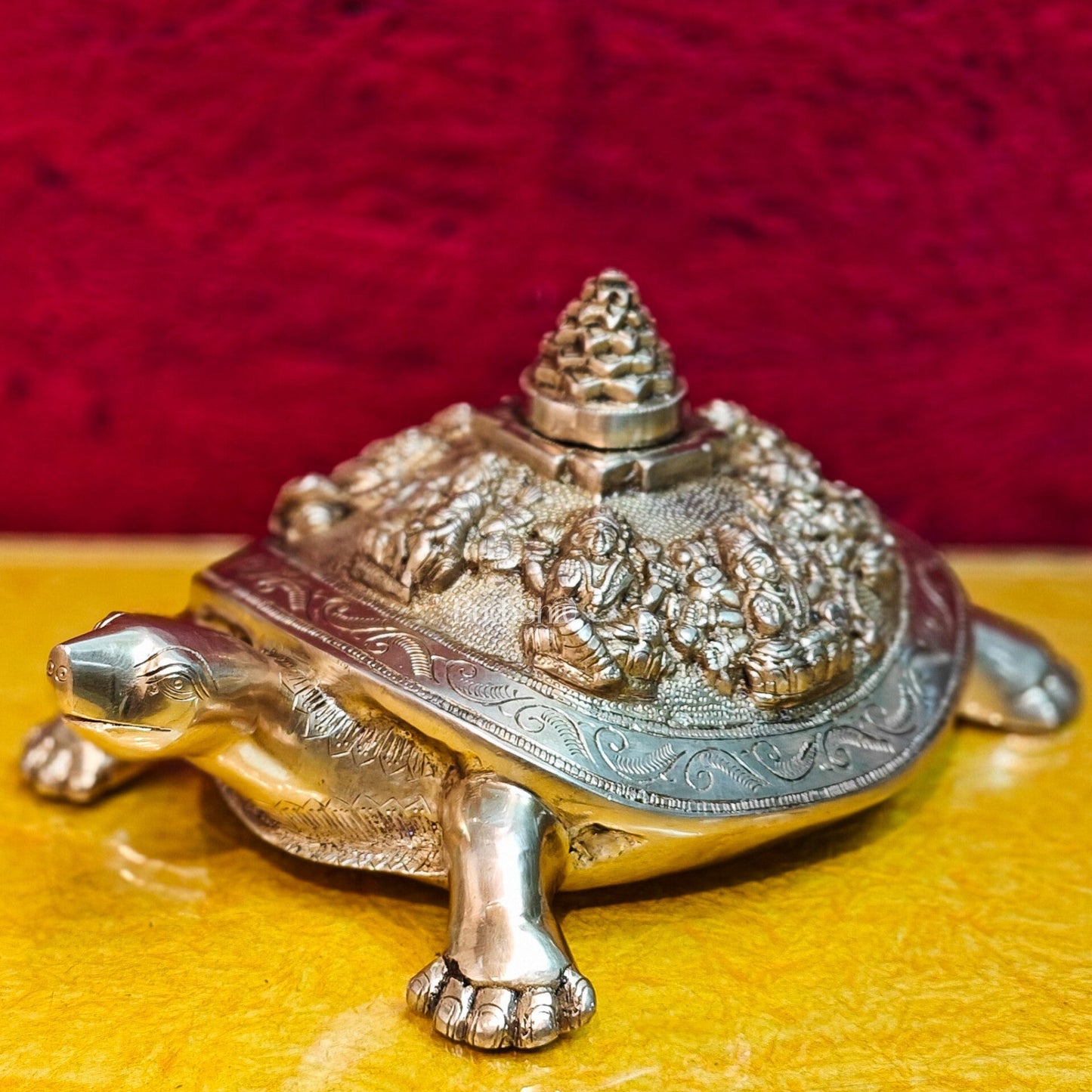 Brass Ashtalakshmi Shree Yantra on Tortoise