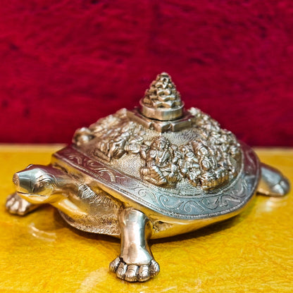 Brass Ashtalakshmi Shree Yantra on Tortoise