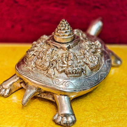 Brass Ashtalakshmi Shree Yantra on Tortoise