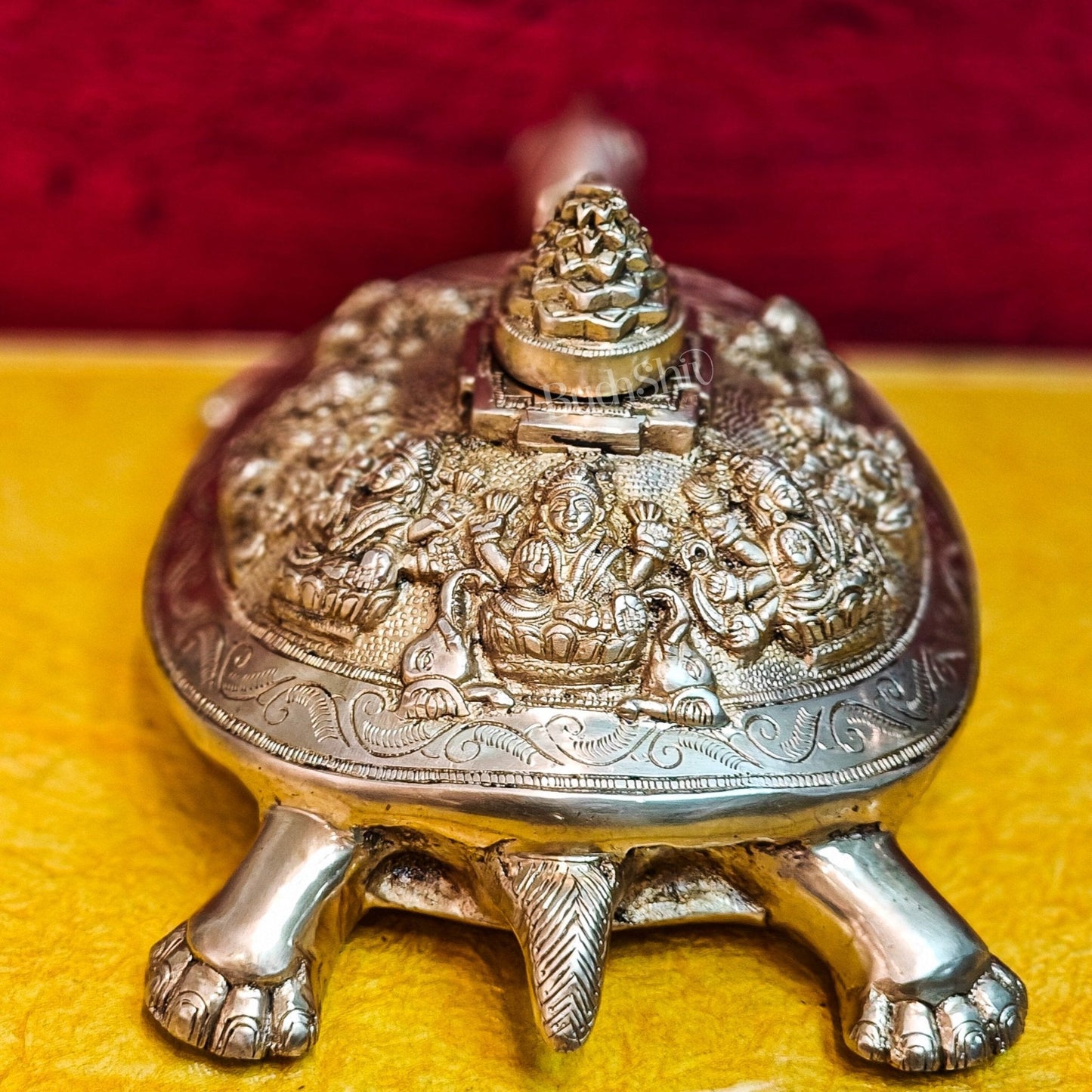 Brass Ashtalakshmi Shree Yantra on Tortoise