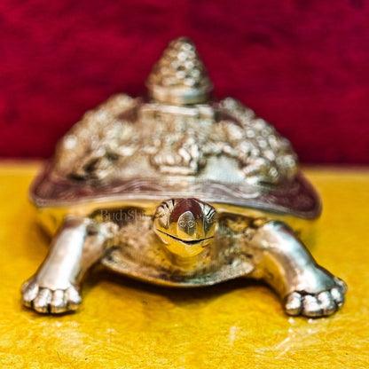 Brass Ashtalakshmi Shree Yantra on Tortoise