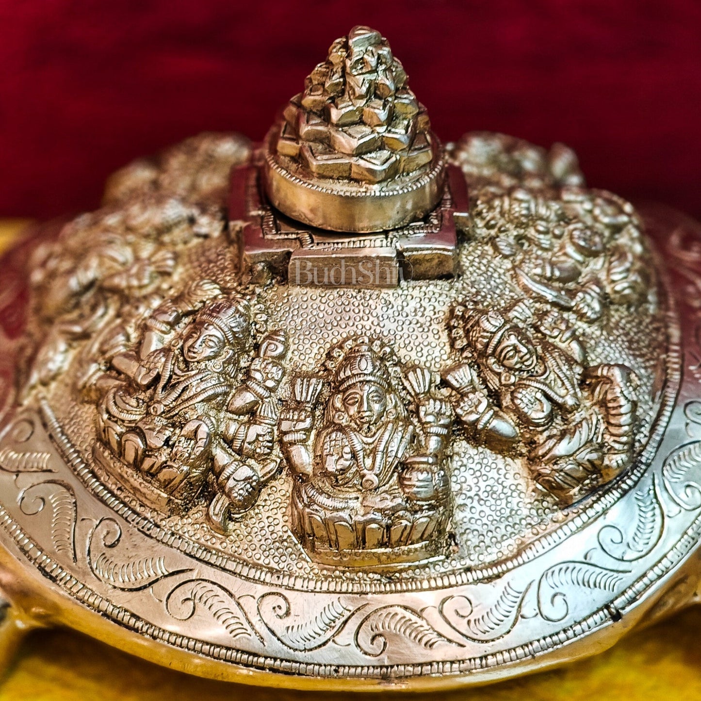 Brass Ashtalakshmi Shree Yantra on Tortoise