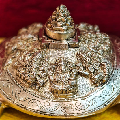 Brass Ashtalakshmi Shree Yantra on Tortoise