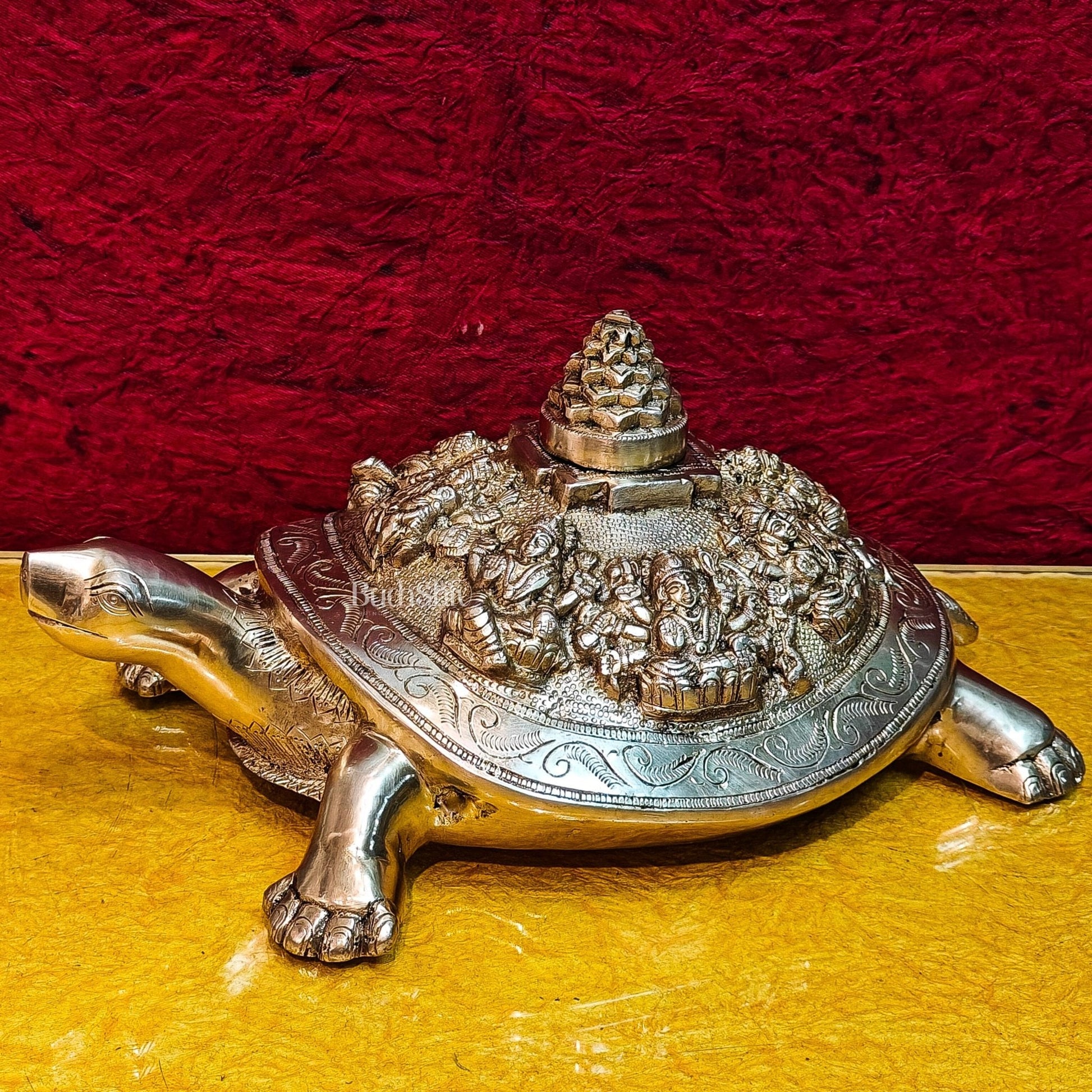 Brass Ashtalakshmi Shree Yantra on Tortoise