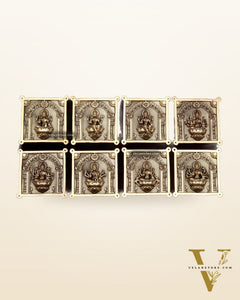 Brass Ashtalakshmi Superfine Intricate Wall Hangings Set – 4x4 Inch Each – Lightweight