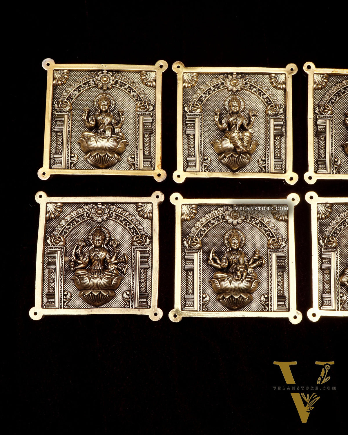 Brass Ashtalakshmi Superfine Intricate Wall Hangings Set – 4x4 Inch Each – Lightweight
